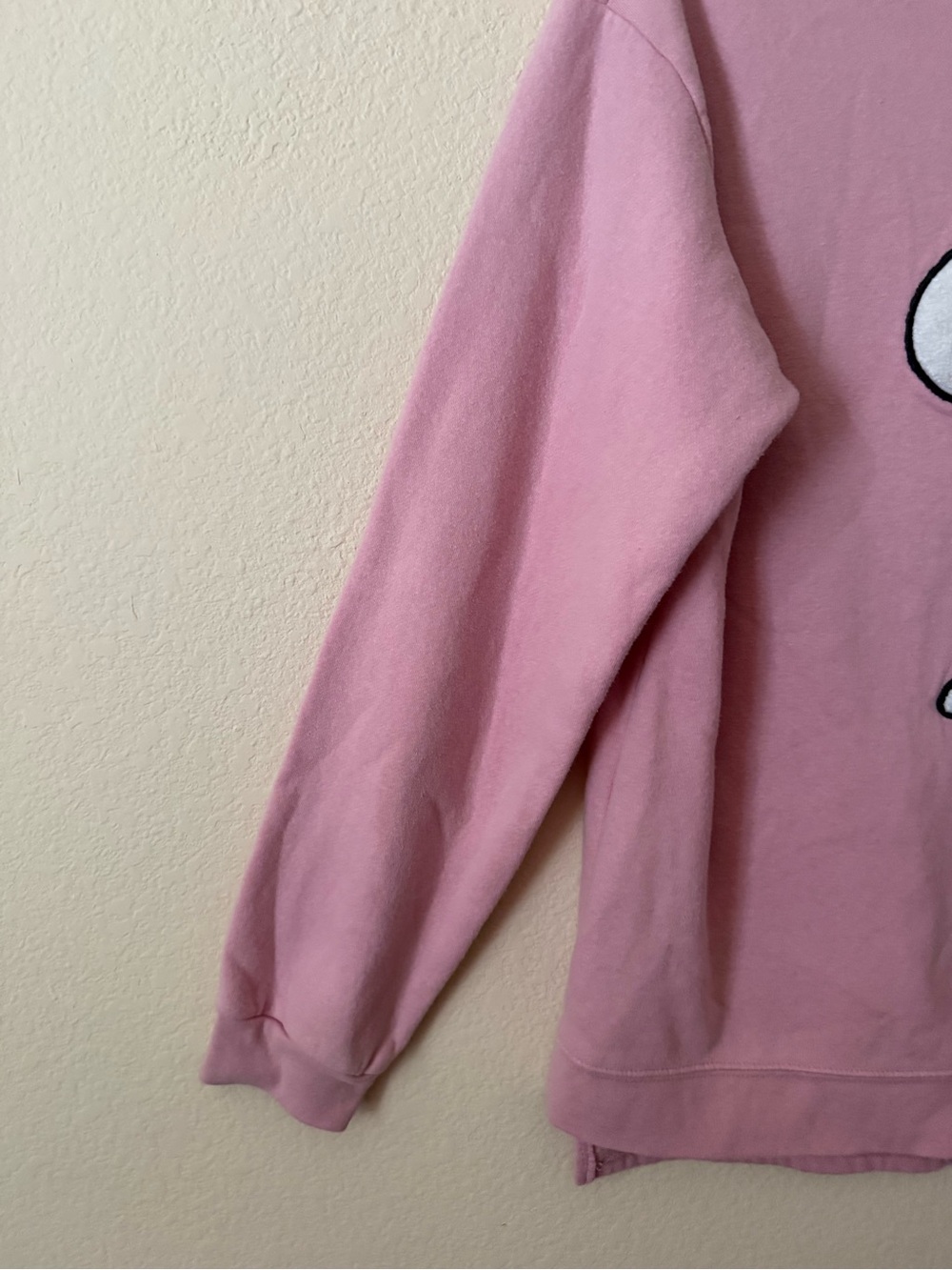 Peanuts Snoopy Pink Crewneck Pullover Sweatshirt with Chenille Patch X-Large - Picture 7 of 16